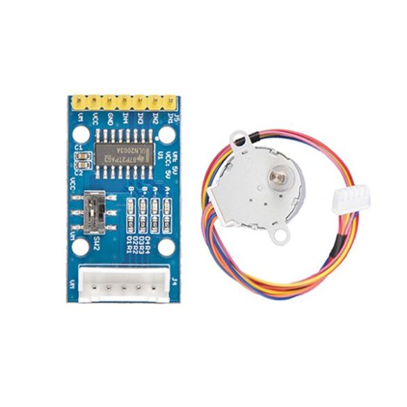 Moteur Pas à Pas 4 Phases 5 Fils 12V - Modèle 24BYJ48, Diamètre 24 Mm, Arbre 5 Mm Double Plat - Pour Projets Arduino, Robots, Imprimantes 3D