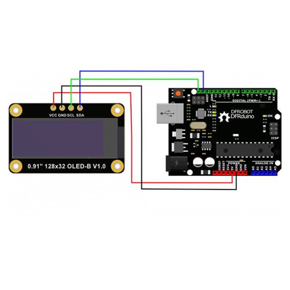 Exemple d'utilisation (microcontrôleur et cordons non inclus) 
