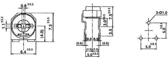  Assortiment de 100 potentiomètres horizontaux