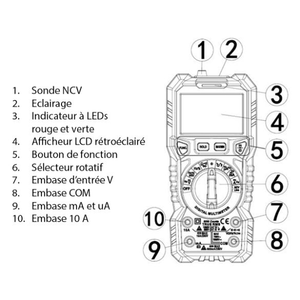  Multimètre digital PCW03A