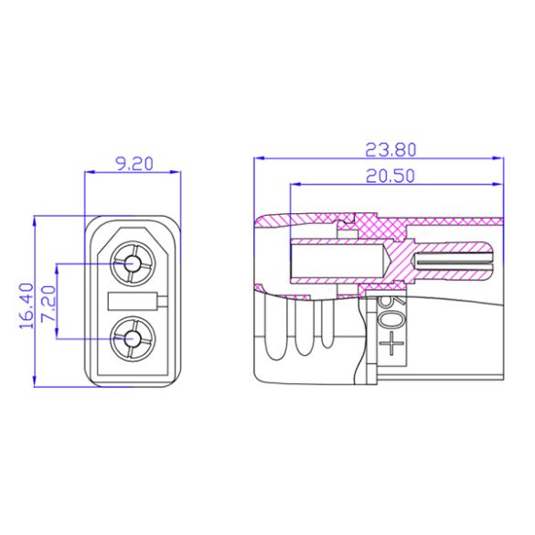  Prise alimentation mâle 30 A XT60H-M