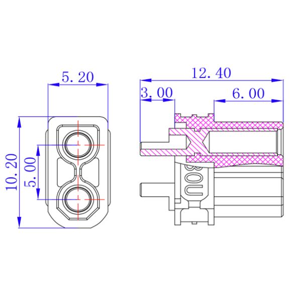  Fiche femelle 15 A XT30U-F
