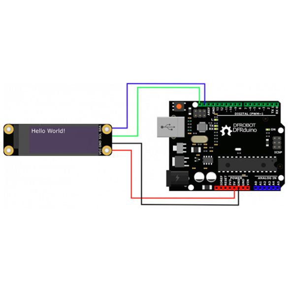 Exemple d'utilisation (microcontrôleur et cordons non inclus) 