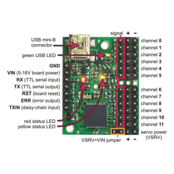  Contrôleur 12 servos USB Maestro 1352