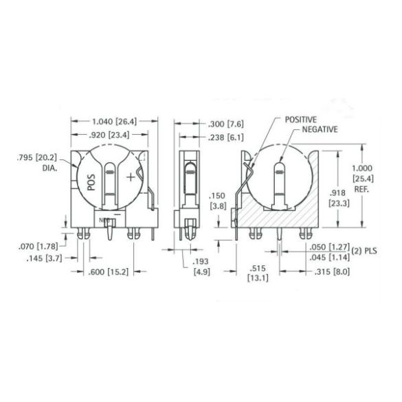  Support vertical pour pile CR2032