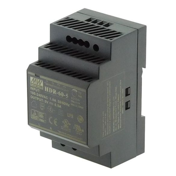 Alimentation HDR60-5 sur rail DIN (non fourni) 