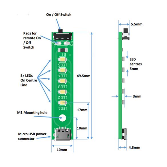  Module stick à 5 LEDs blanches 35150