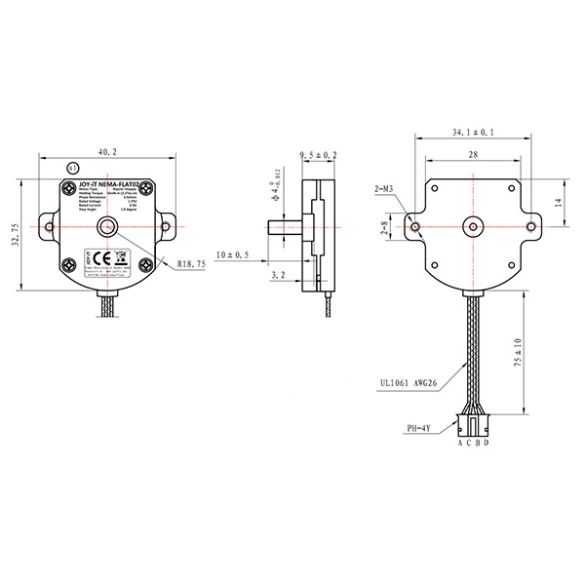  Moteur pas-à-pas plat NEMA-FLAT02