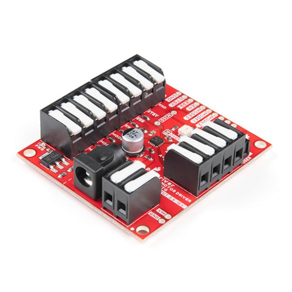 Exemple d'utilisation (microcontroleur, moteur et connectique non inclus) 