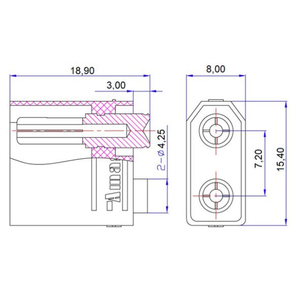  Embase mâle 30 A XT60M