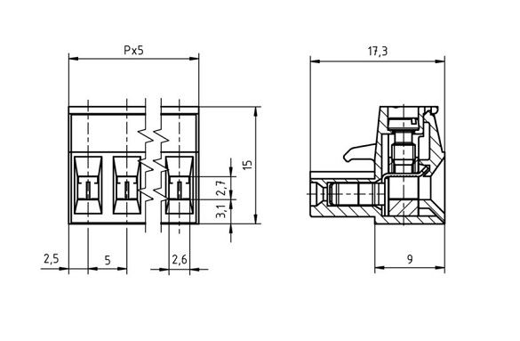  Bornier femelle PA256/3